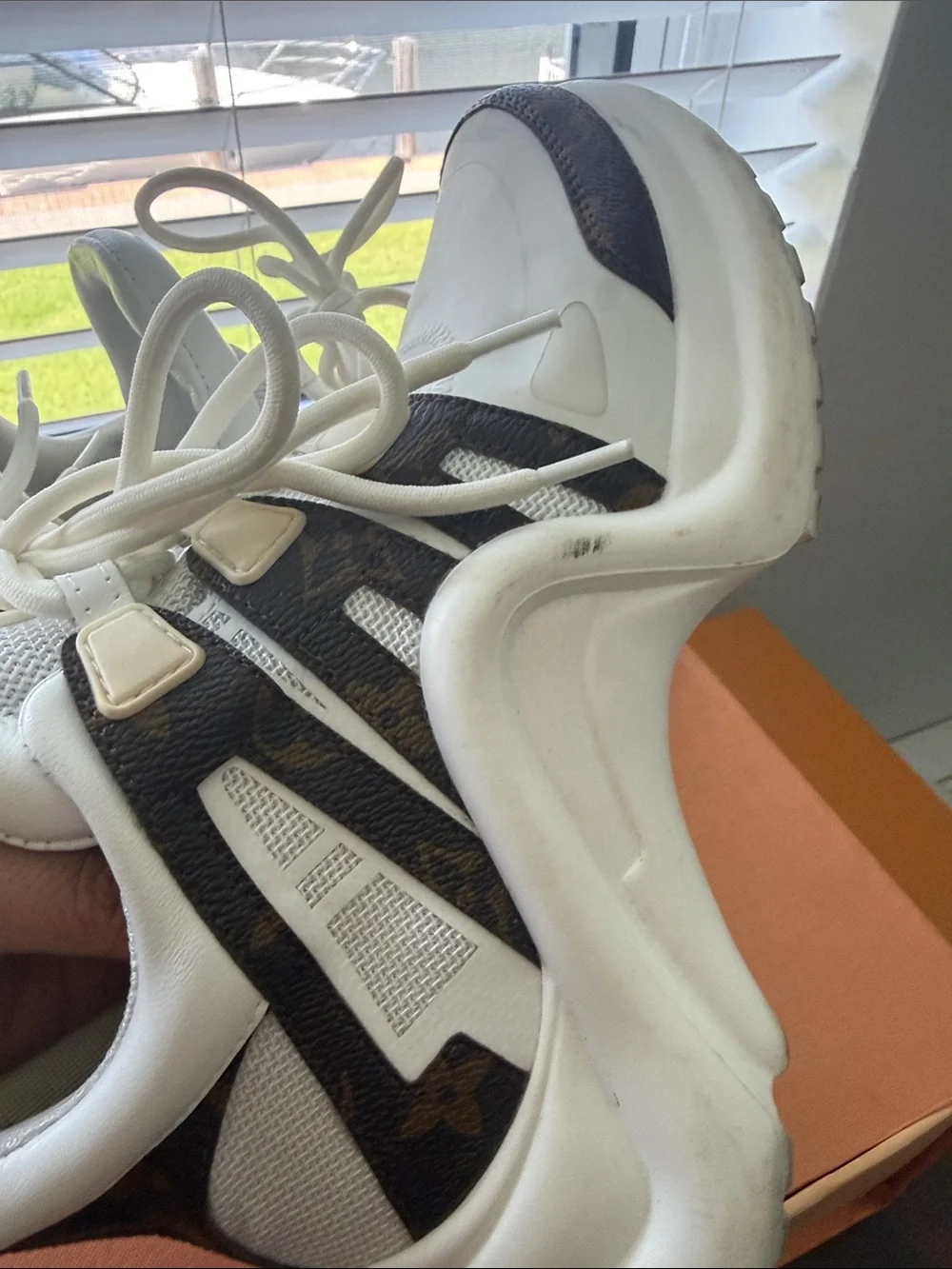 Louis Vuitton White Sneakers with Black Accents